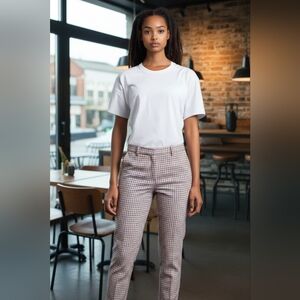 Boden White, Blue & Orange Checkered Cropped Pants